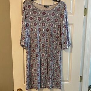 Market & Spruce Floral Long Sleeve Dress - Blue and Purple